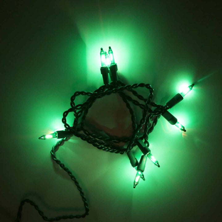 10-bulb Green Glass Craft Lights, Green Wire