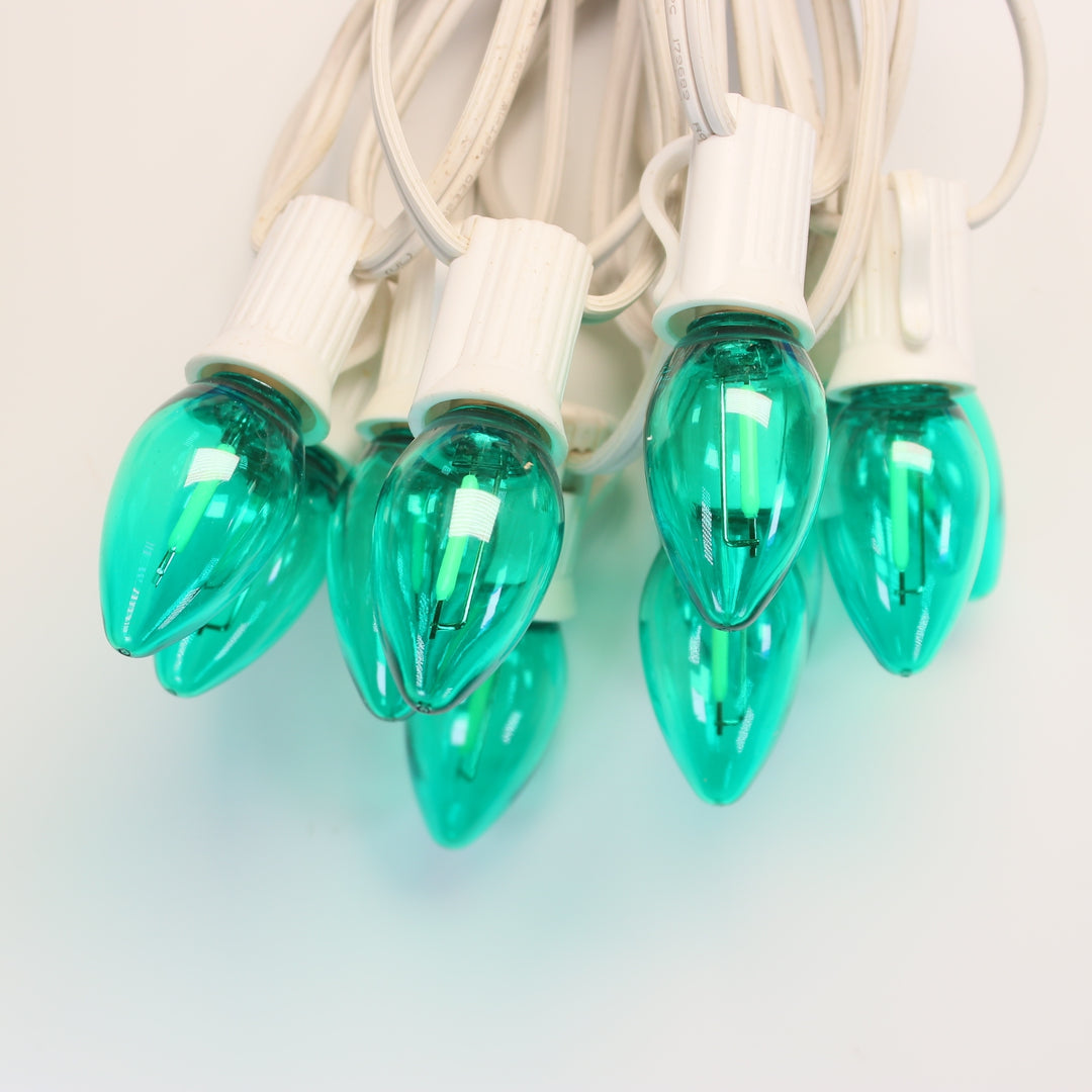 C7 Green Smooth Filament LED Bulbs E12 Bases