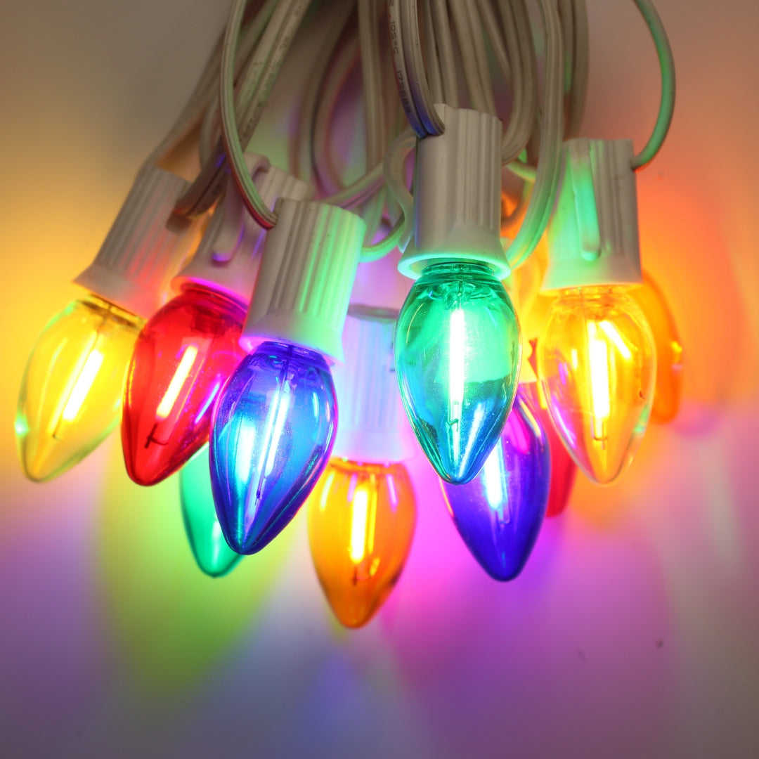 C7 Multicolor Smooth Filament LED Bulbs E12 Bases