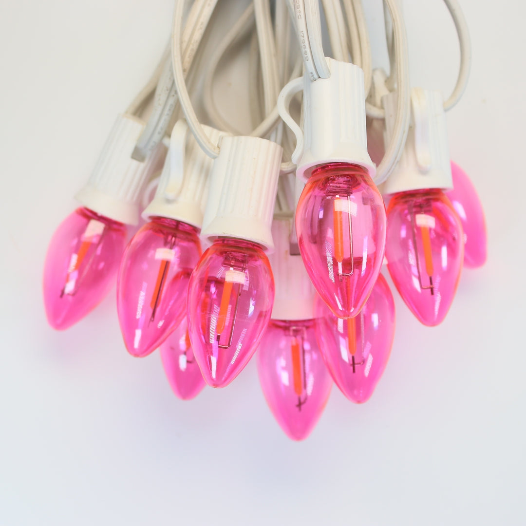 C7 Pink Smooth Filament LED Bulbs E12 Bases