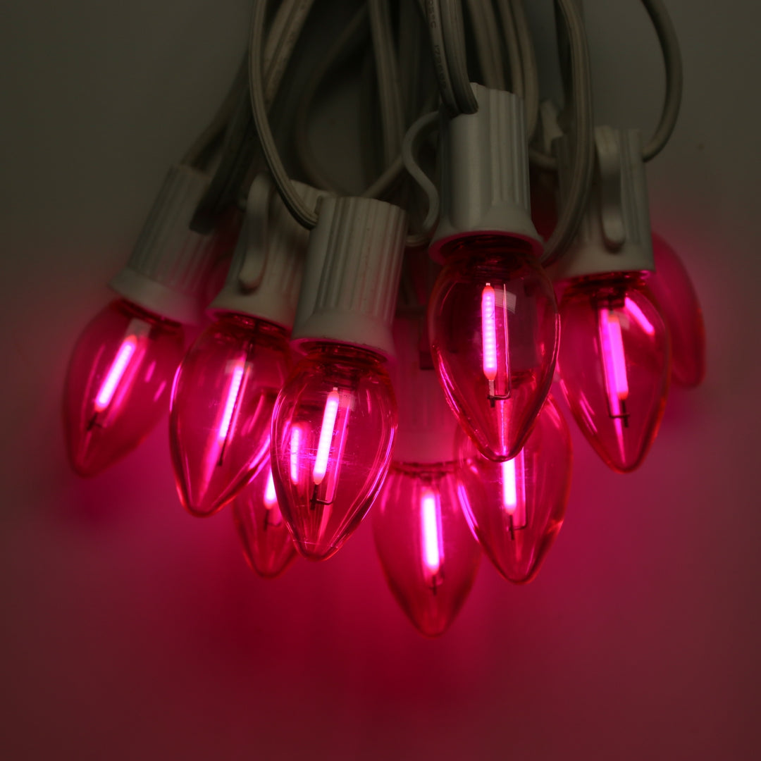 C7 Pink Smooth Filament LED Bulbs E12 Bases
