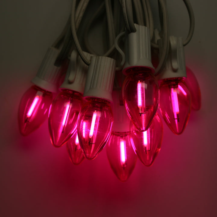 C7 Pink Smooth Filament LED Bulbs E12 Bases (25 Pack)