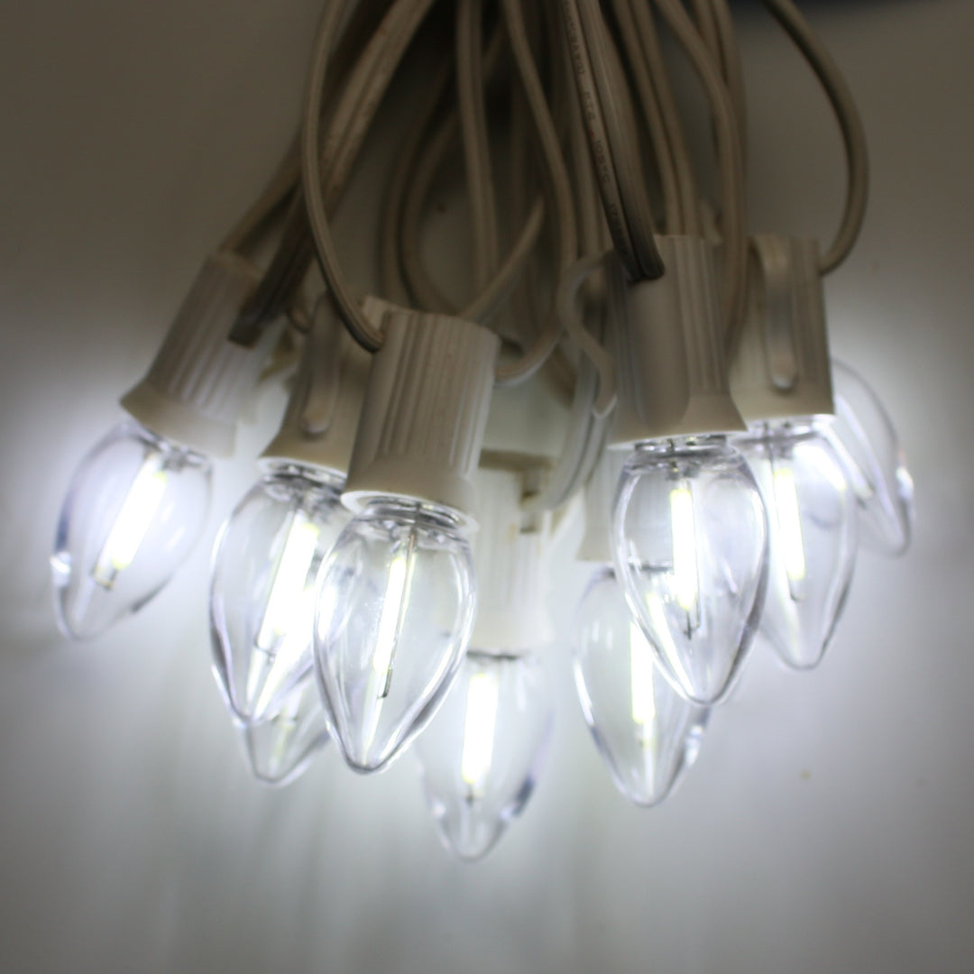 C7 Pure (Cool) White Smooth Filament LED Bulbs E12 Bases