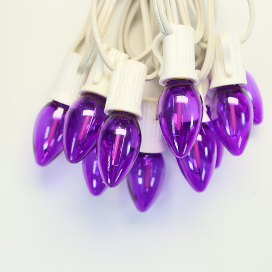 Purple C7 LED Bulbs with Filaments Christmas Light Source