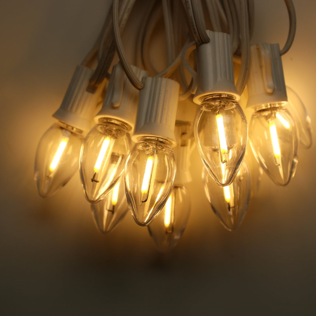 C7 Warm White Smooth Filament LED Bulbs E12 Bases