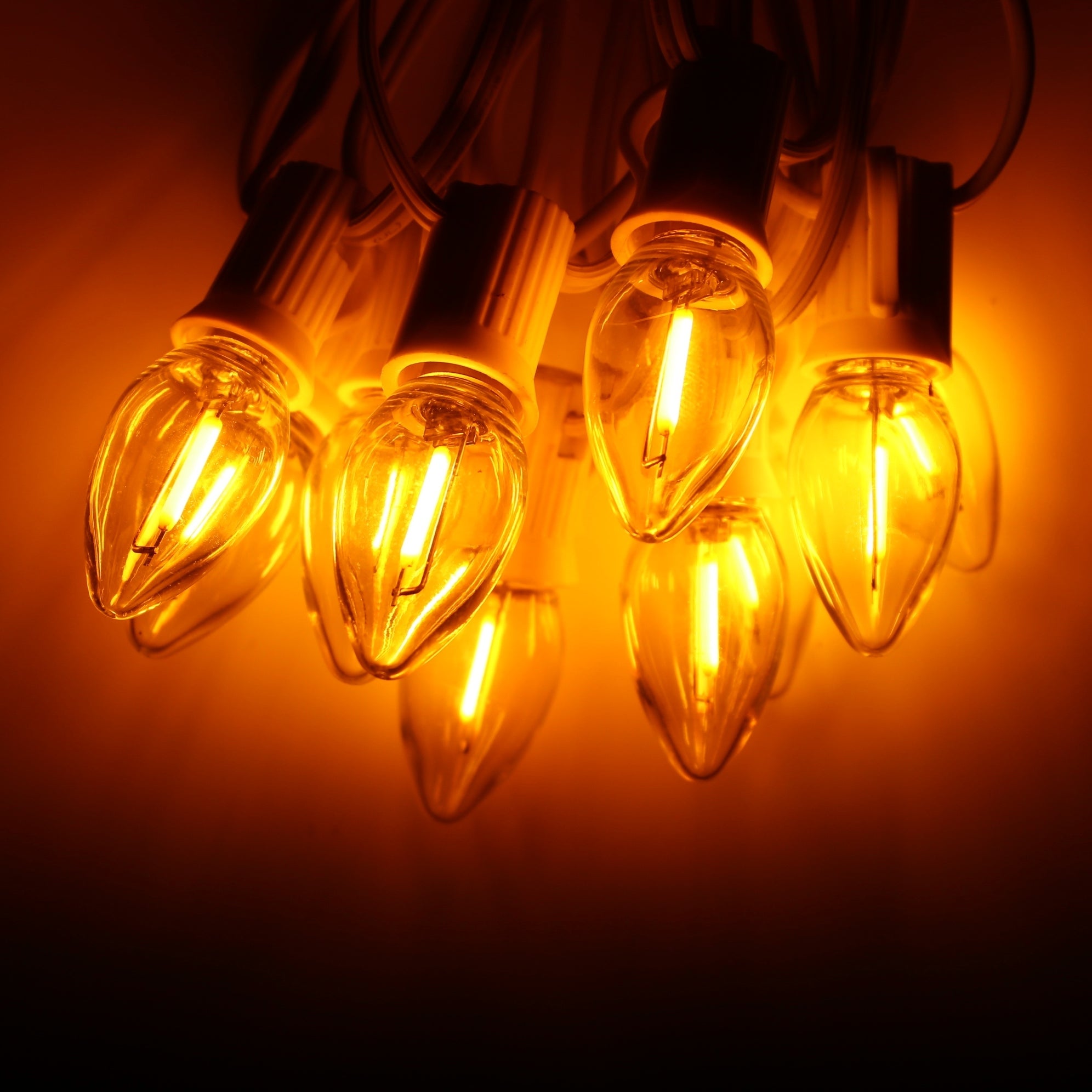 Yellow C7 LED Bulbs with Filaments – Christmas Light Source