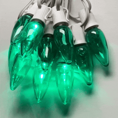 Minleon C9 Green Smooth Twinkle LED Bulbs E17 Bases (25 Pack)