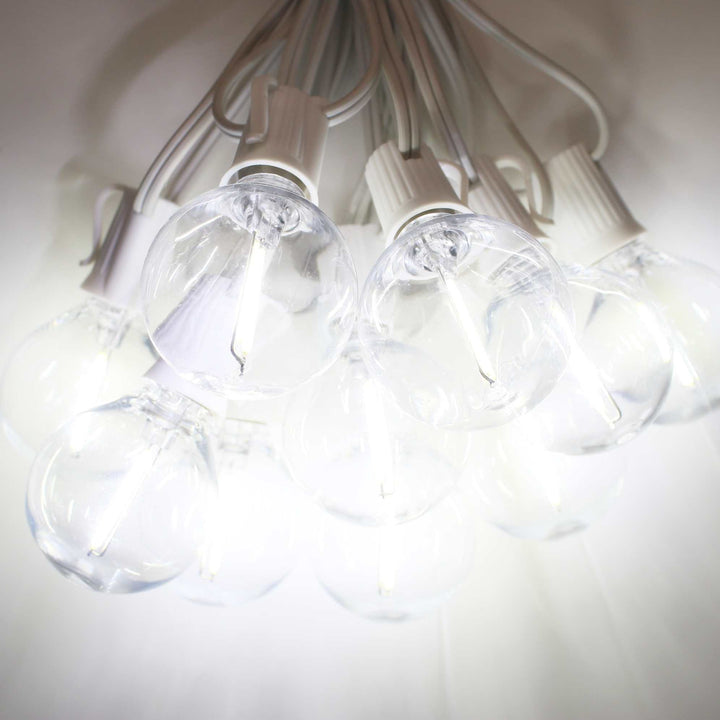 G50 Pure (Cool) White Smooth LED Filament Bulbs E17 Bases