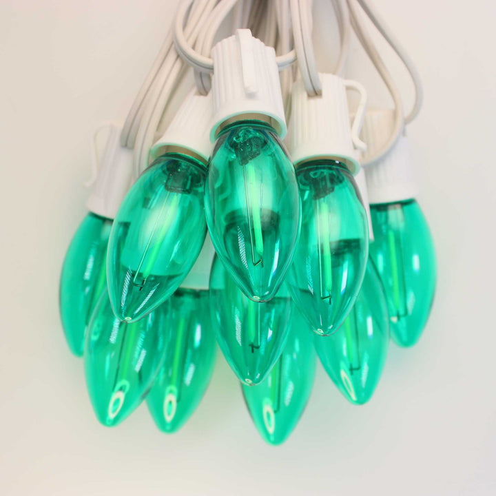 C9 Green Smooth Filament LED Bulbs E17 Bases