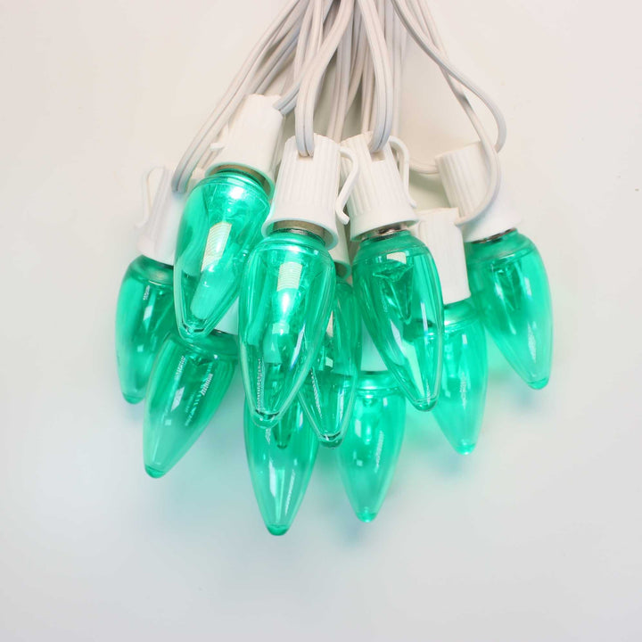 C9 Green Smooth Twinkle LED Bulbs E17 Bases