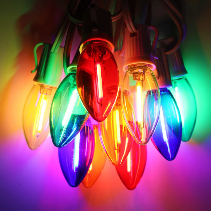 C9 Multicolor Smooth Filament LED Bulbs E17 Bases