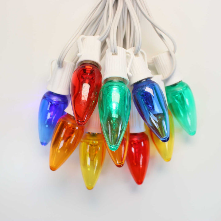 C9 Multicolor Smooth Twinkle LED Bulbs E17 Bases