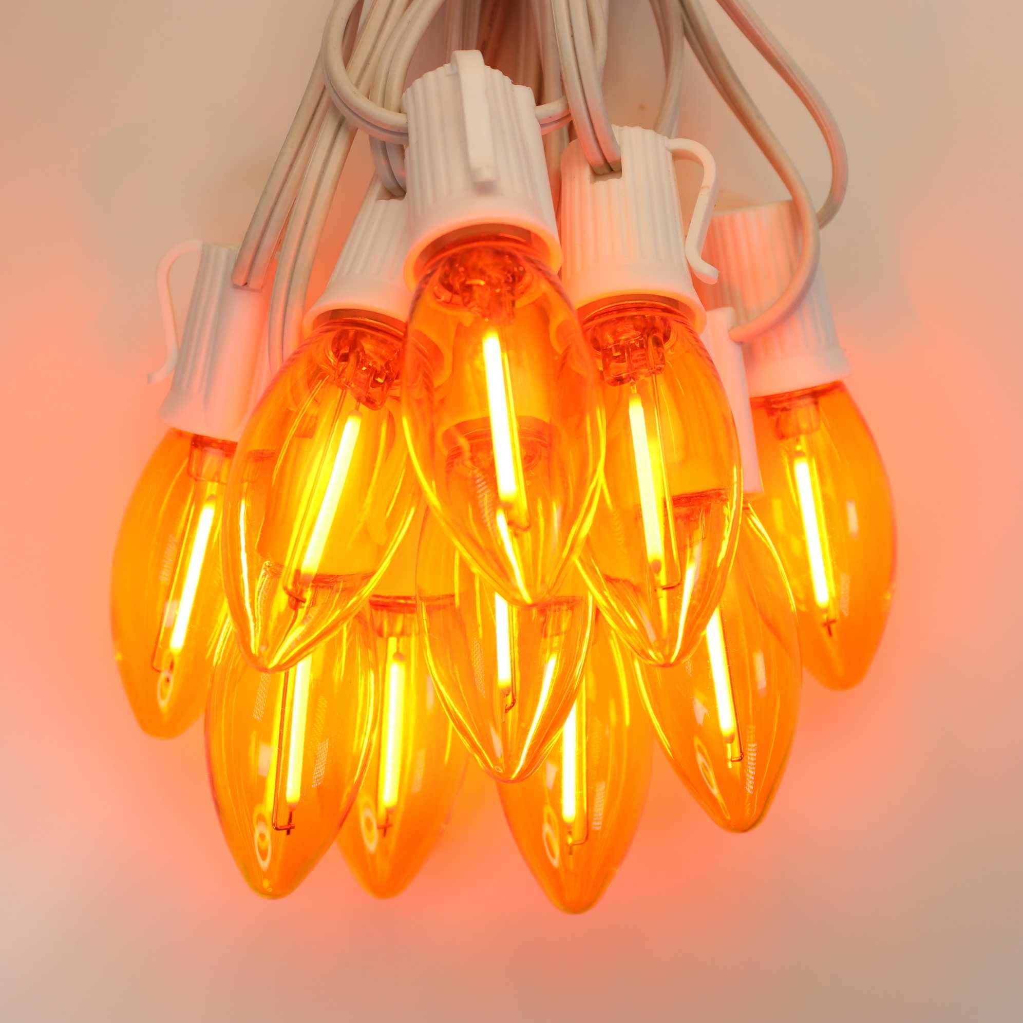 LEDライトセット オレンジ×イエロー Orange C9 LED Bulbs with Filaments – Christmas Light Source