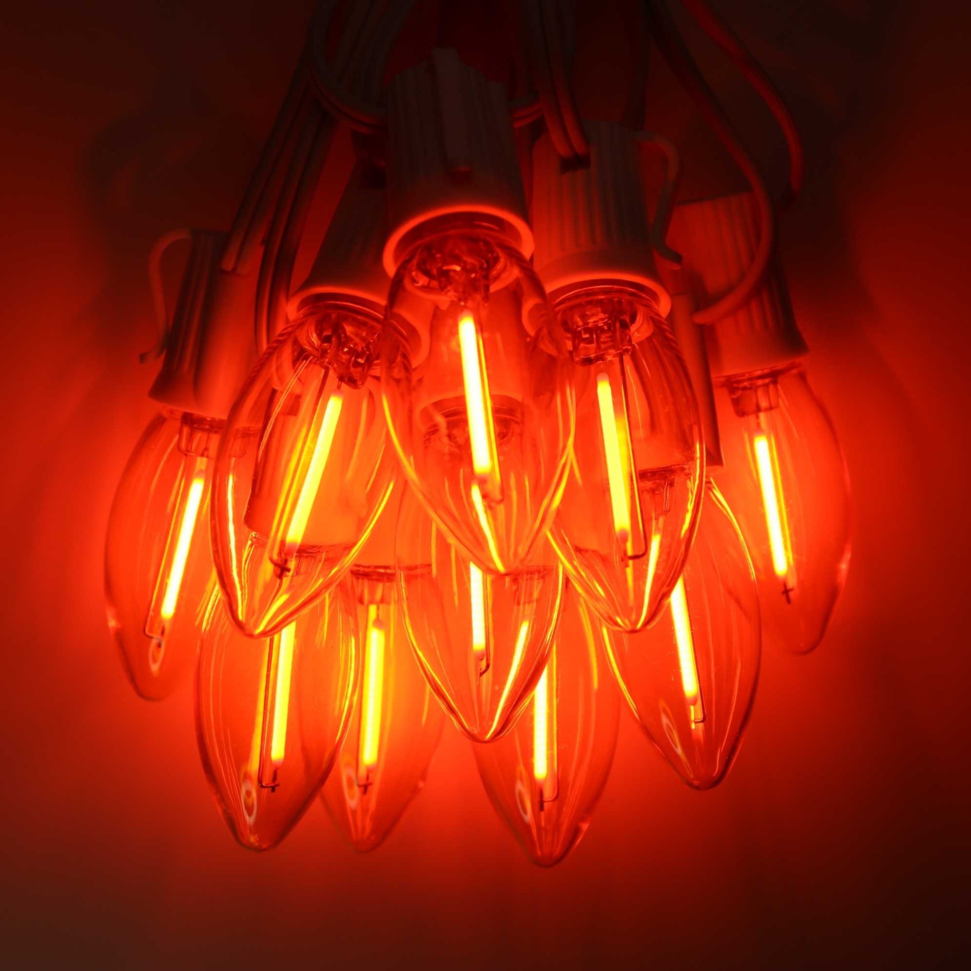 Orange C9 LED Bulbs with Filaments – Christmas Light Source