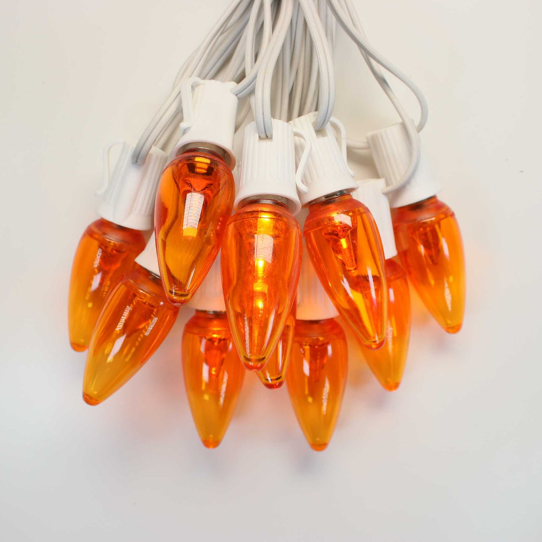 C9 Orange Smooth Twinkle LED Bulbs E17 Bases