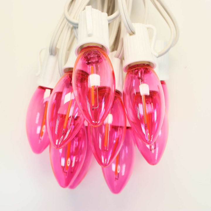C9 Pink Smooth Filament LED Bulbs E17 Bases