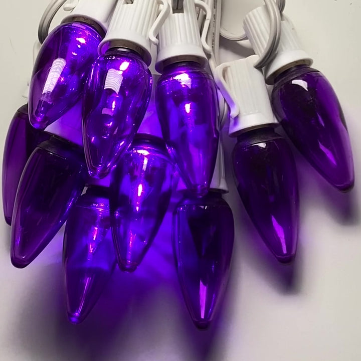 C9 Purple Smooth Twinkle LED Bulbs E17 Bases