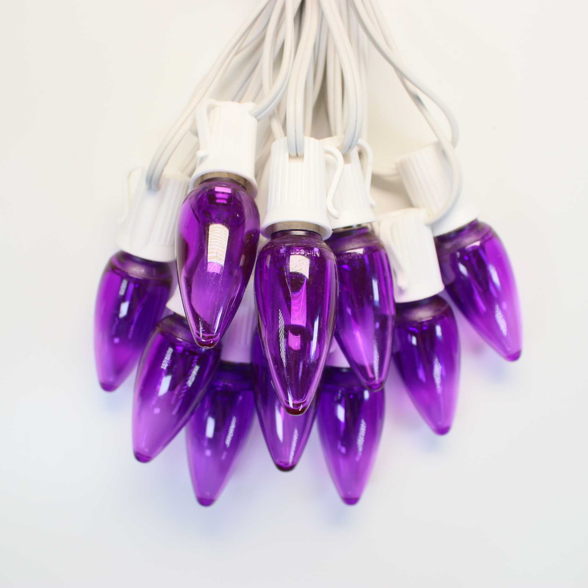 C9 Purple Smooth Twinkle LED Bulbs E17 Bases (25 Pack) Christmas