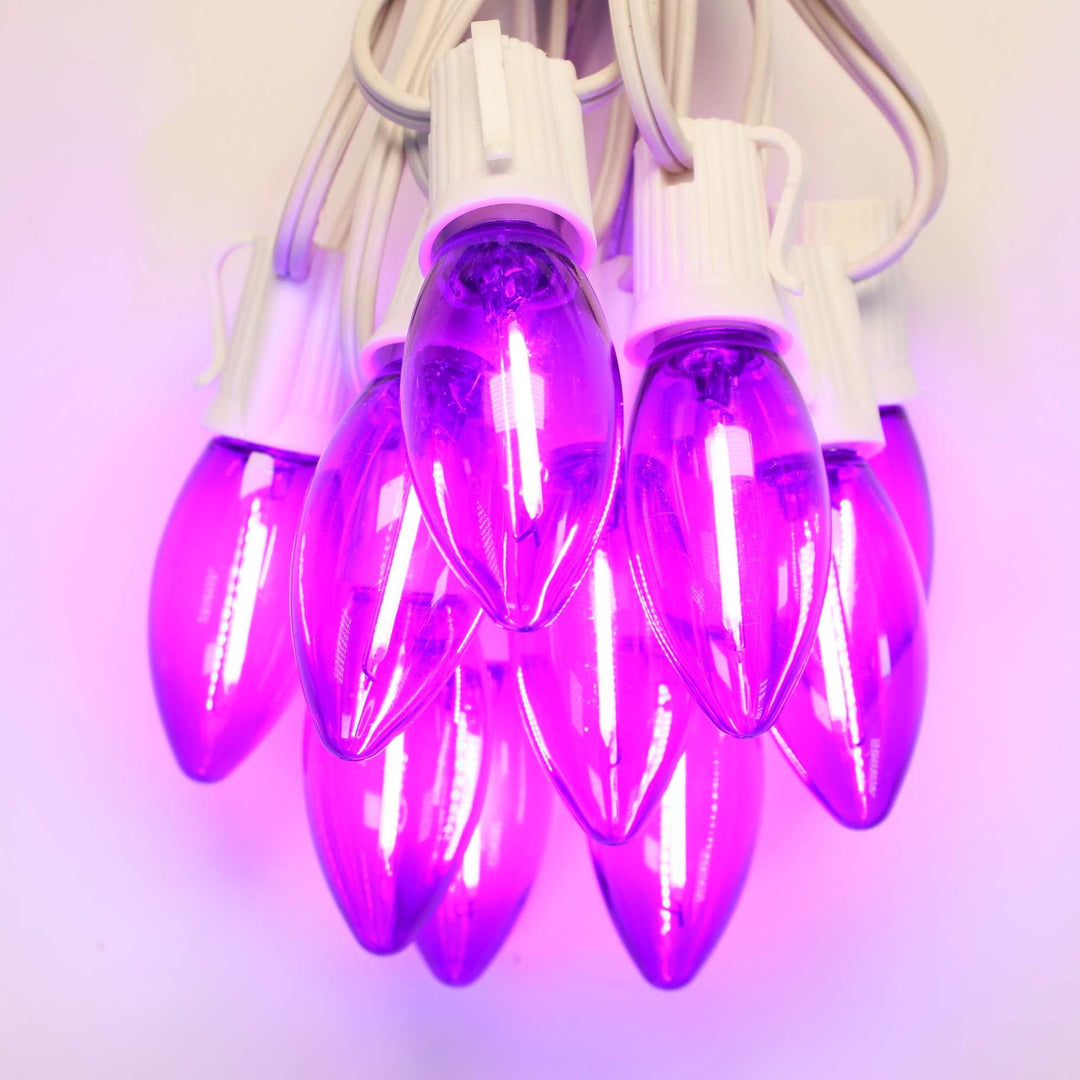 C9 Purple Smooth Filament LED Bulbs E17 Bases