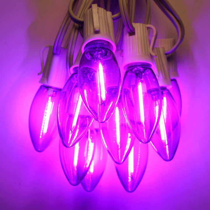 C9 Purple Smooth Filament LED Bulbs E17 Bases (25 Pack)