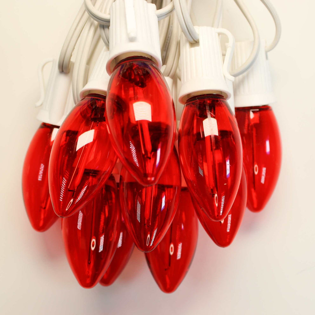 C9 Red Smooth Filament LED (SMD) Bulbs E17 Bases (25 Pack)