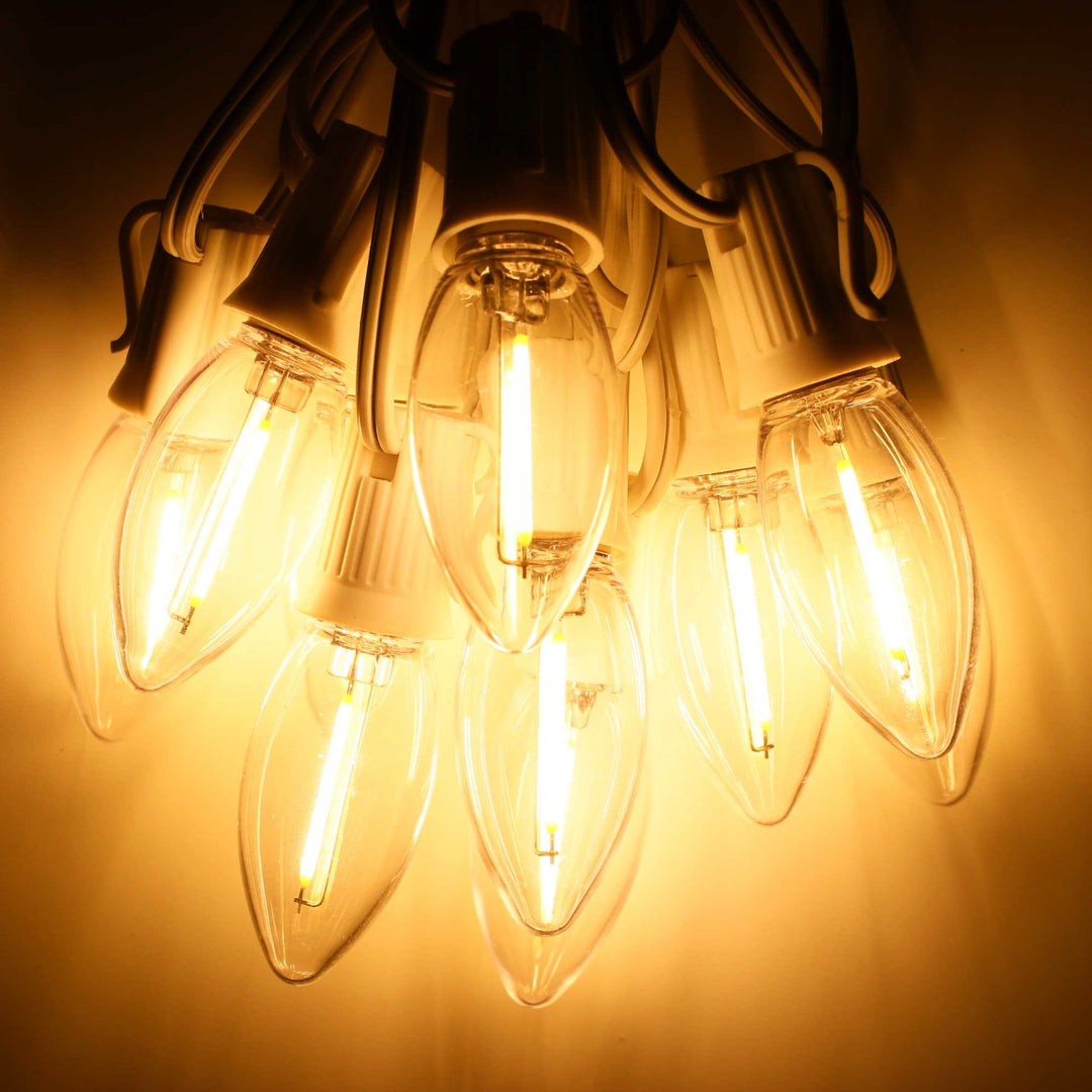 C9 Warm White Smooth Filament LED Bulbs E17 Bases