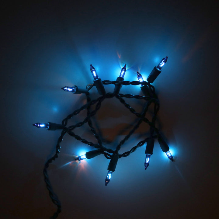 10-bulb Blue Craft Lights, Green Wire