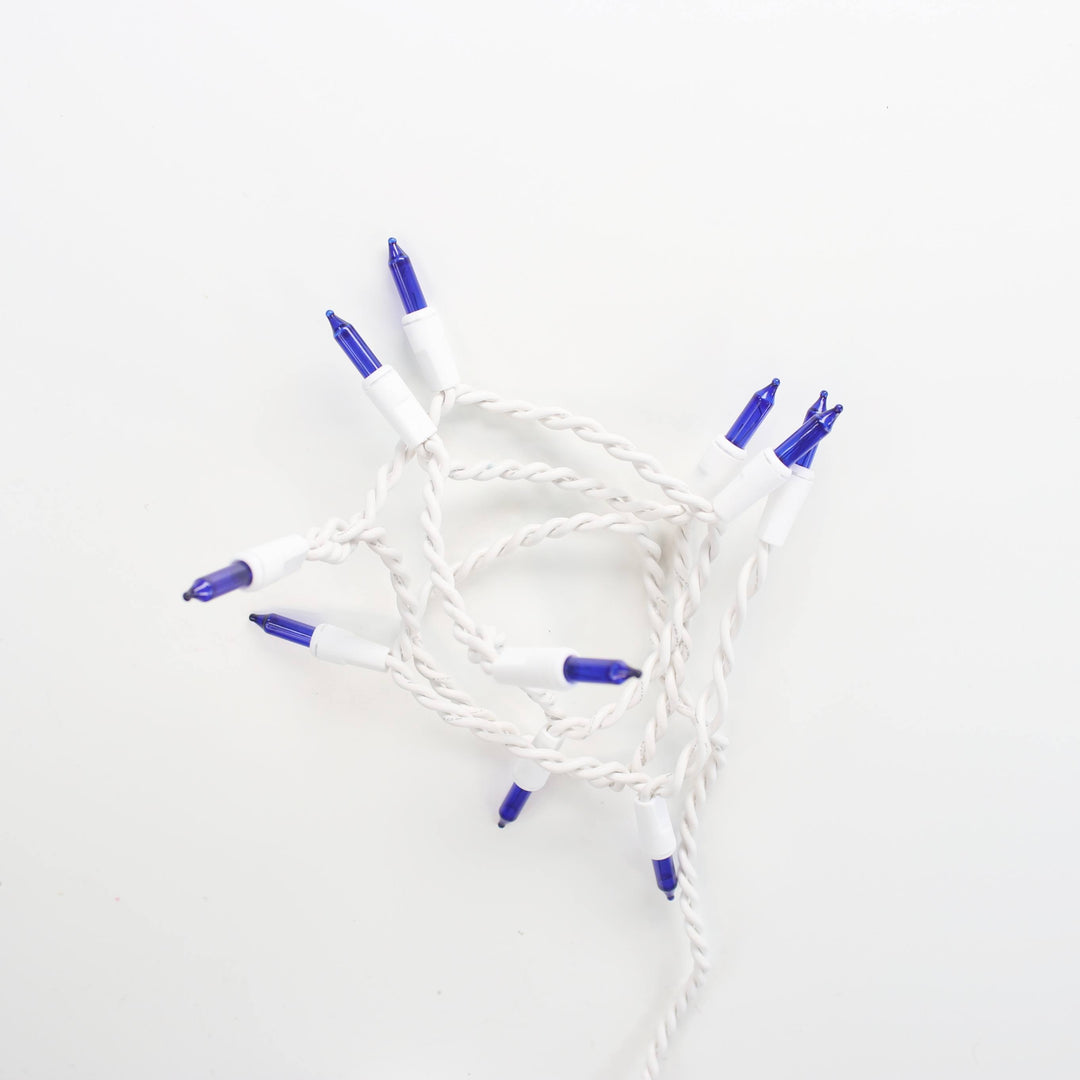 10-bulb Blue Craft Lights, White Wire