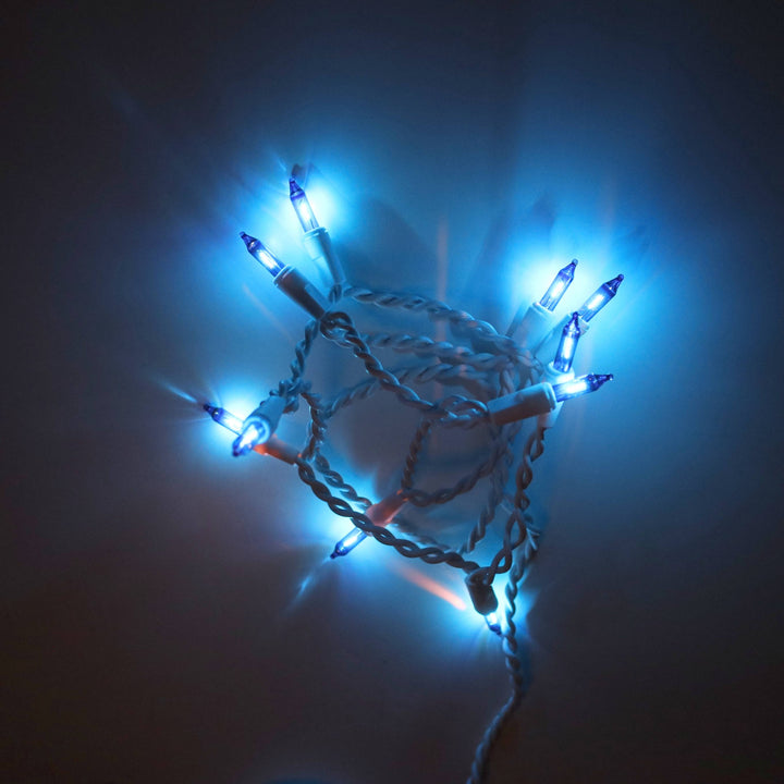 10-bulb Blue Craft Lights, White Wire
