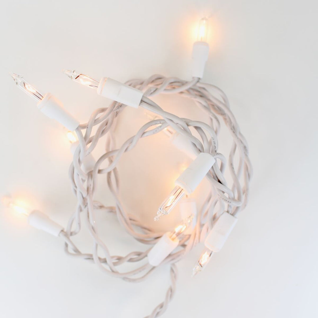10-bulb Clear Craft Lights, White Wire – Christmas Light Source