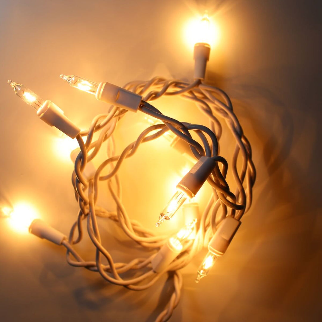 10-bulb Clear Craft Lights, White Wire – Christmas Light Source