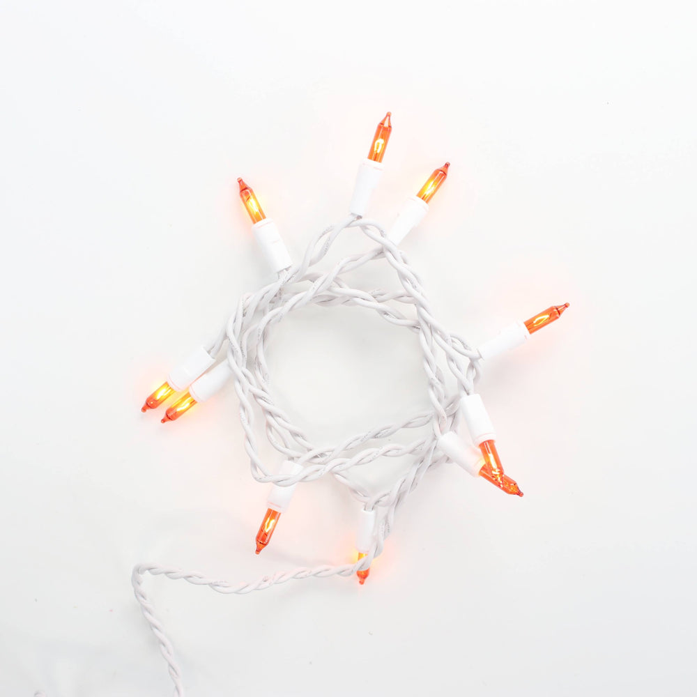 10-bulb Orange Craft Lights, White Wire