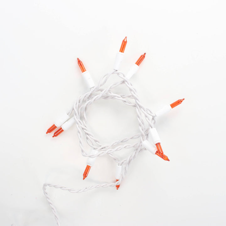 10-bulb Orange Craft Lights, White Wire