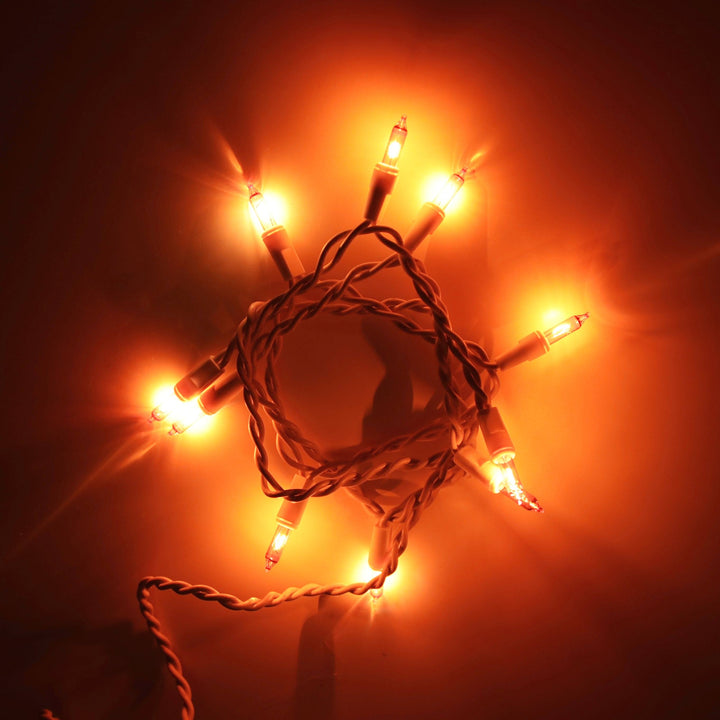 10-bulb Orange Craft Lights, White Wire