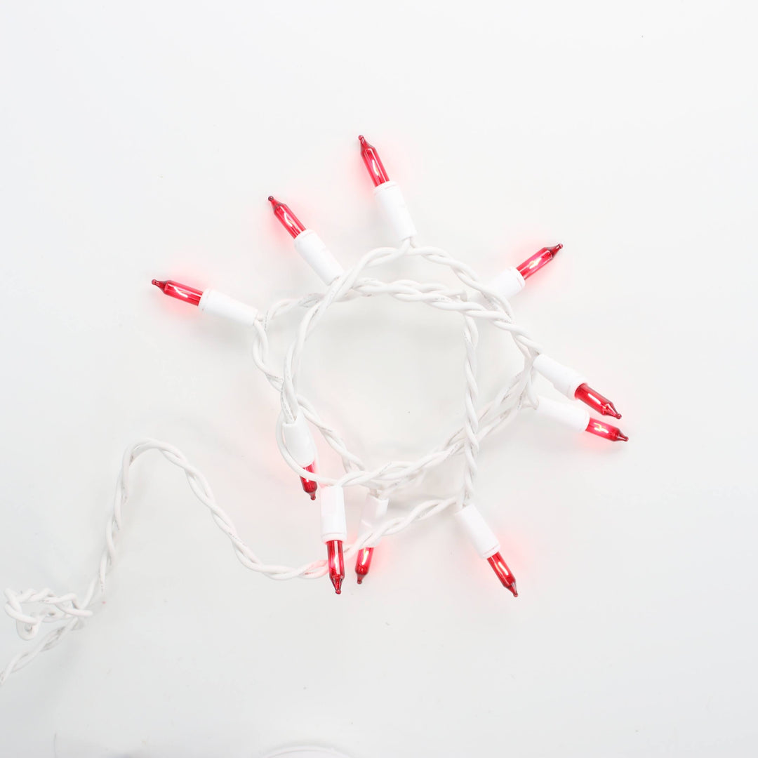 10-bulb Red Craft Lights, White Wire