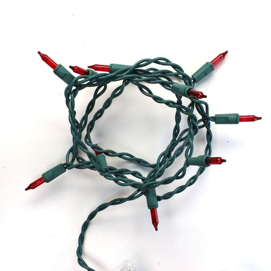 10-bulb Red Craft Lights, Green Wire