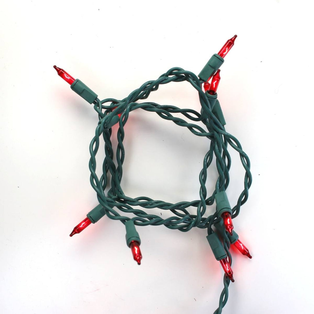 10-bulb Red Craft Lights, Green Wire