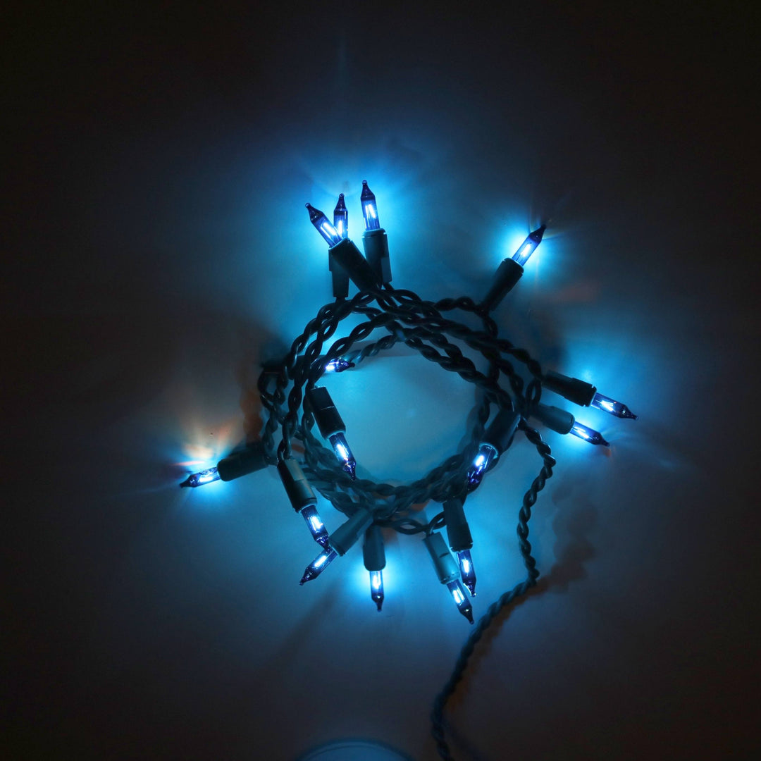 15-bulb Blue Craft Lights, Green Wire