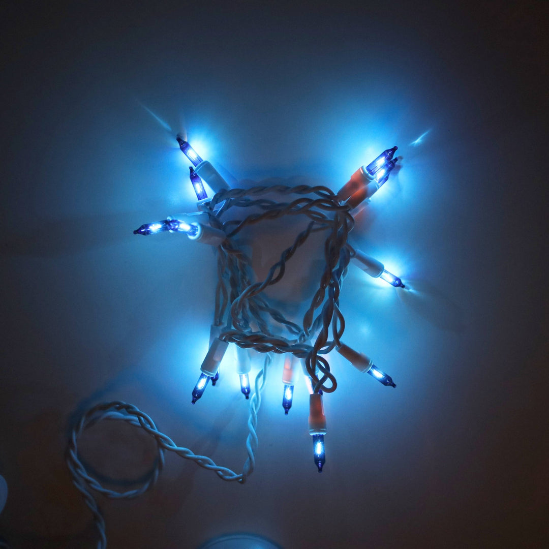 15-bulb Blue Craft Lights, White Wire