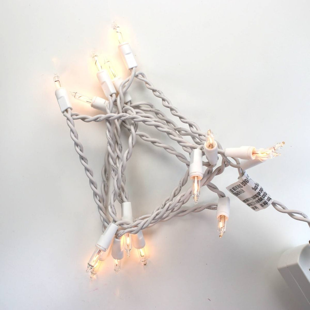 15-bulb Clear Craft Lights, White Wire