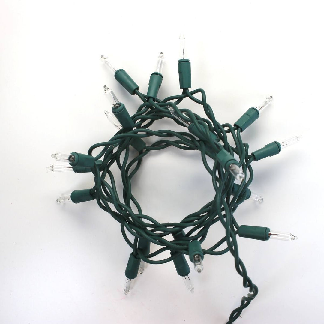 15-bulb Clear Craft Lights, Green Wire