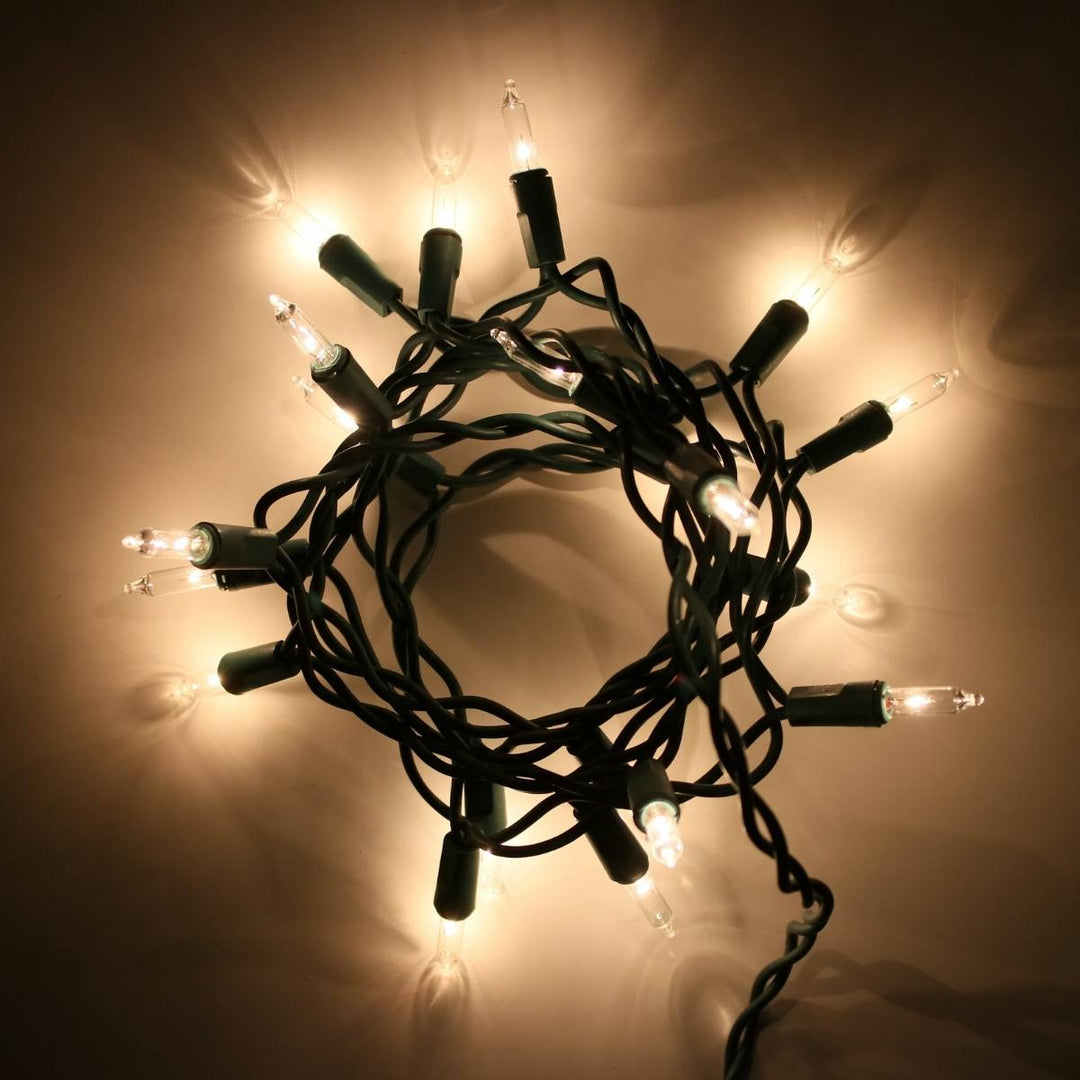 15-bulb Clear Craft Lights, Green Wire