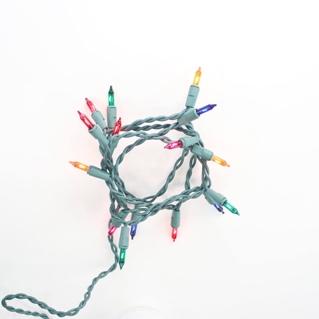 15-bulb Multicolor Craft Lights, Green Wire