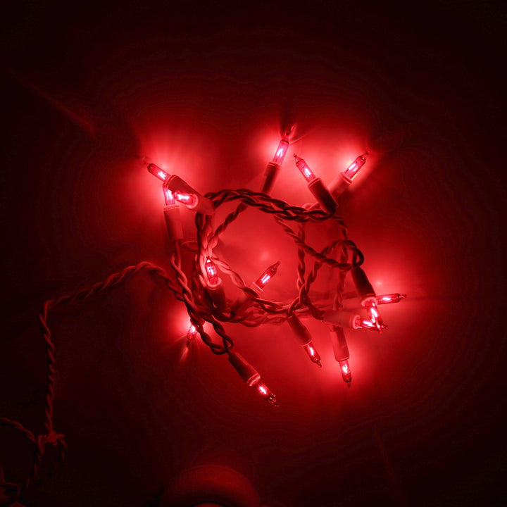 15-bulb Red Craft Lights, White Wire