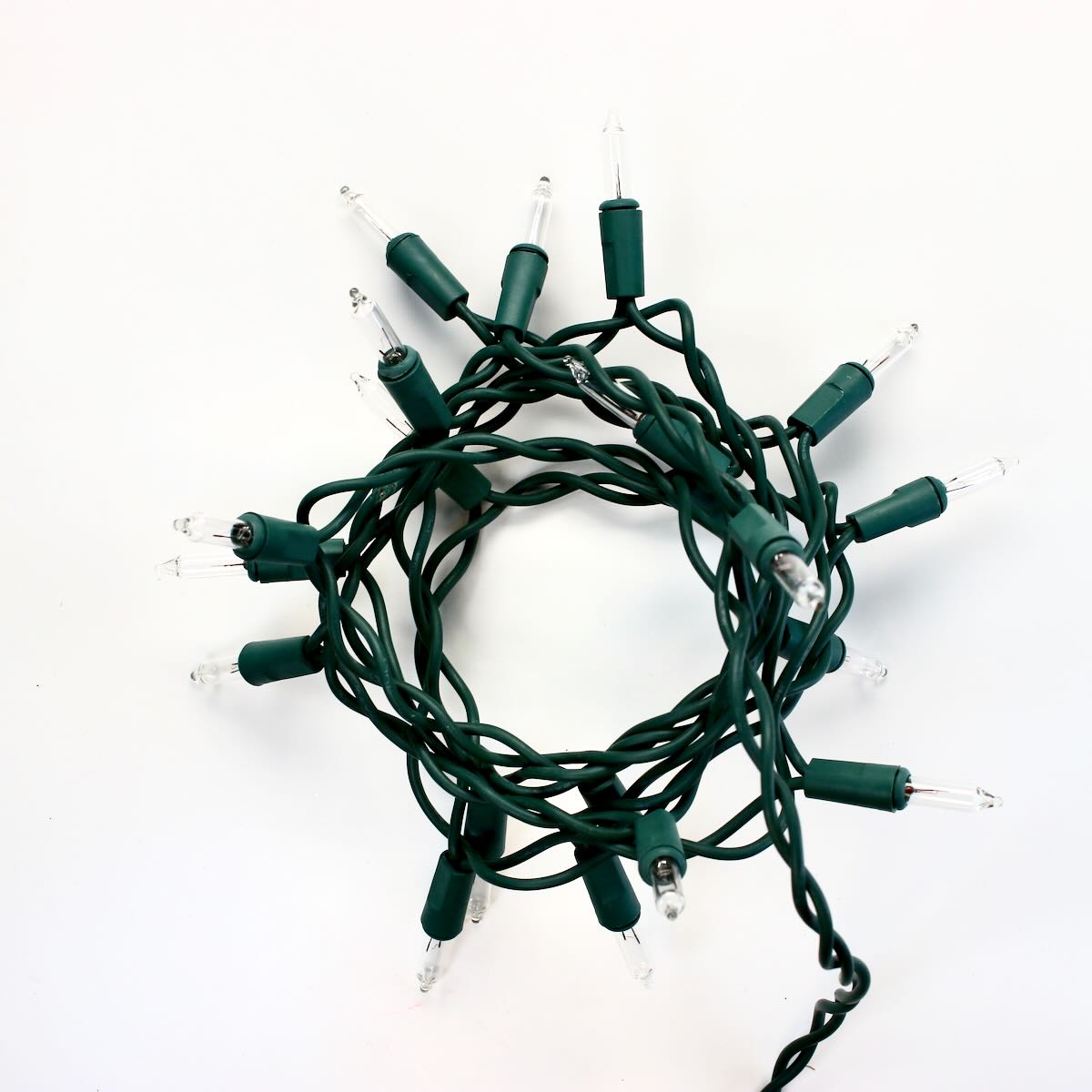 20 clear mini on sale lights green wire