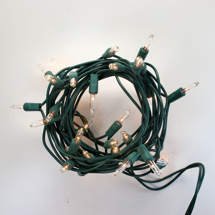 20-bulb White Craft Lights, Green Wire