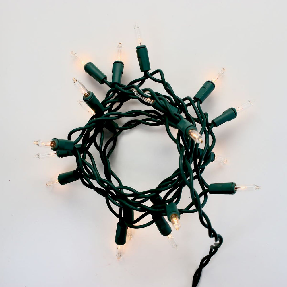 20-bulb White Craft Lights, Green Wire