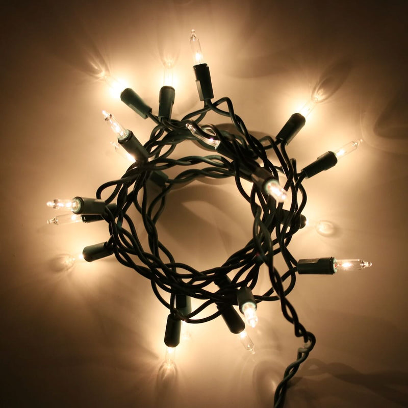 20-bulb White Craft Lights, Green Wire