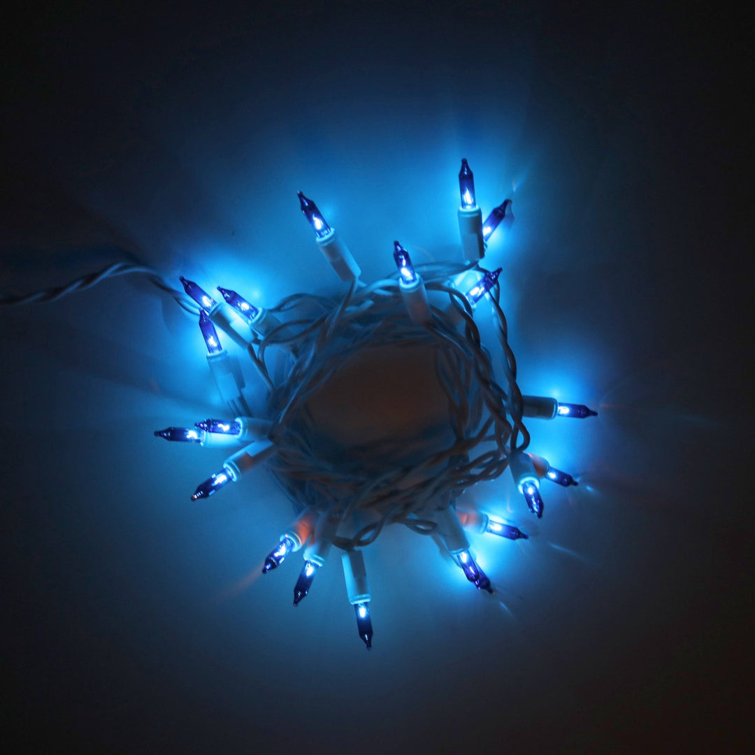 20-bulb Blue Craft Lights, White Wire