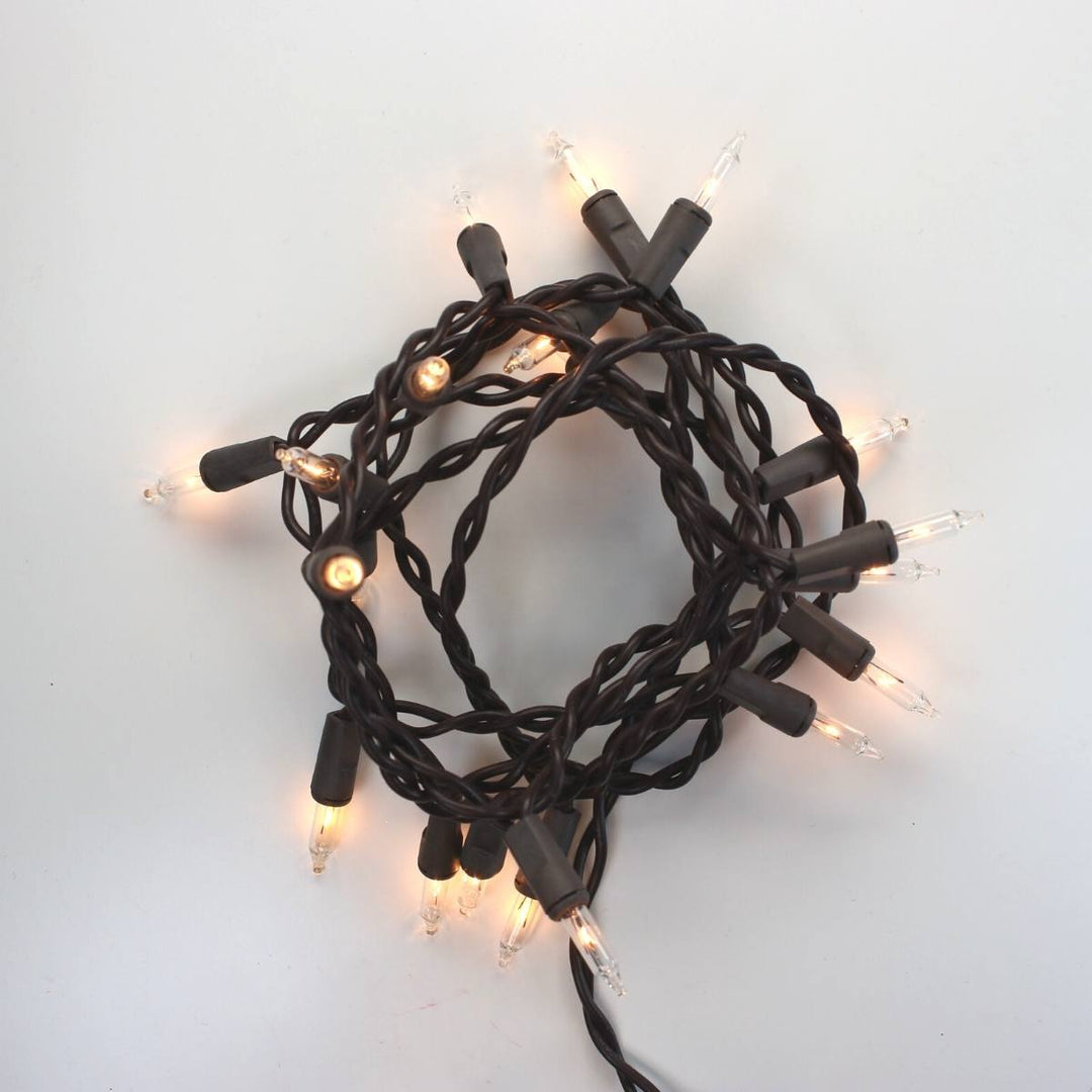 20-bulb Clear Craft Lights, Brown Wire